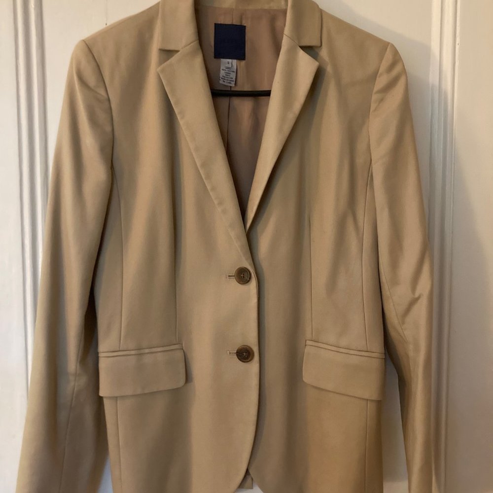 J. Crew Blazer Cotton Jacket Beige Tan Preppy Academia Women's Size 2
